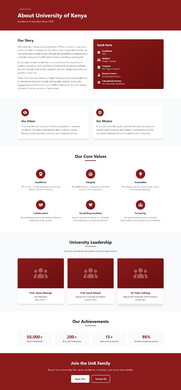 About Page Interface
